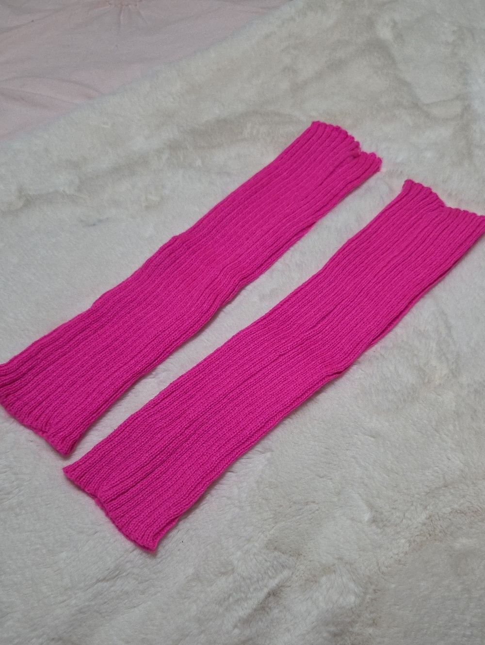 Vibrant Hot Pink Knit Leg or Arm Warmers 80's Style